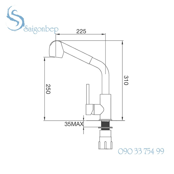 Vòi rửa chén rút dây Malloca K119N9