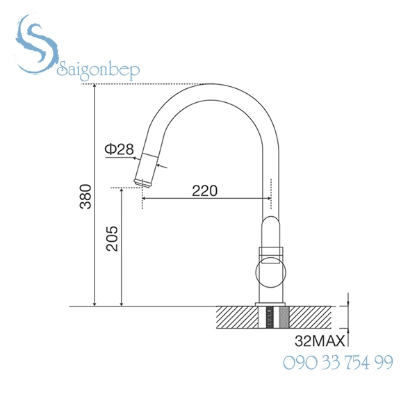 Vòi rửa chén rút dây Malloca K119T3