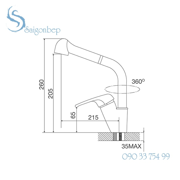 Vòi rửa chén rút dây Malloca K119T4 Vòi rửa chén rút dây Malloca K119T4