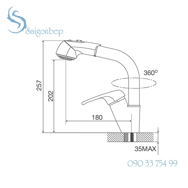 Vòi rửa chén rút dây Malloca K140