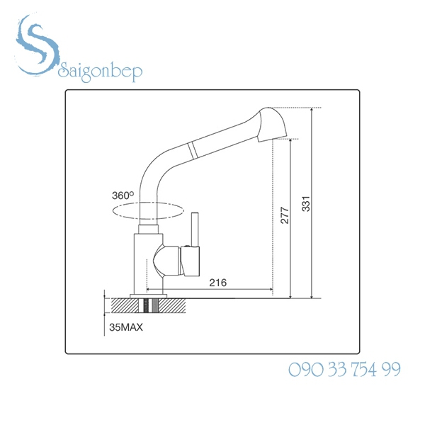 Vòi rửa chén rút dây Malloca K119T9