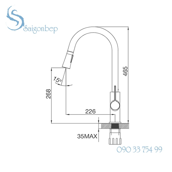 Vòi rửa rút dây Malloca K012C